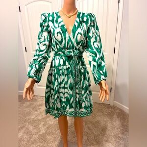 Green and White Patterned Dress by 
Alex-Marie